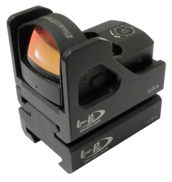Shown with optional Riser Mount (Mfr # A-2076). Used to co-witness iron sights on A2 Flat Top.